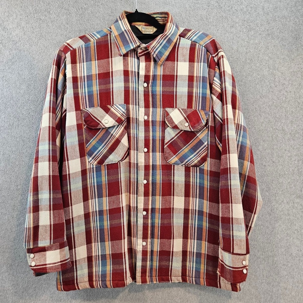 FIVE BROTHER | Vintage Quilted Lined Flannel Shirt Jacket Mens Medium Plaid USA